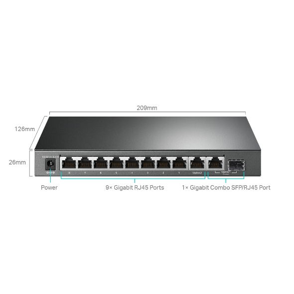 10-Port Gigabit Easy Smart Switch with 8-Port PoE+ TL-SG1210MPE